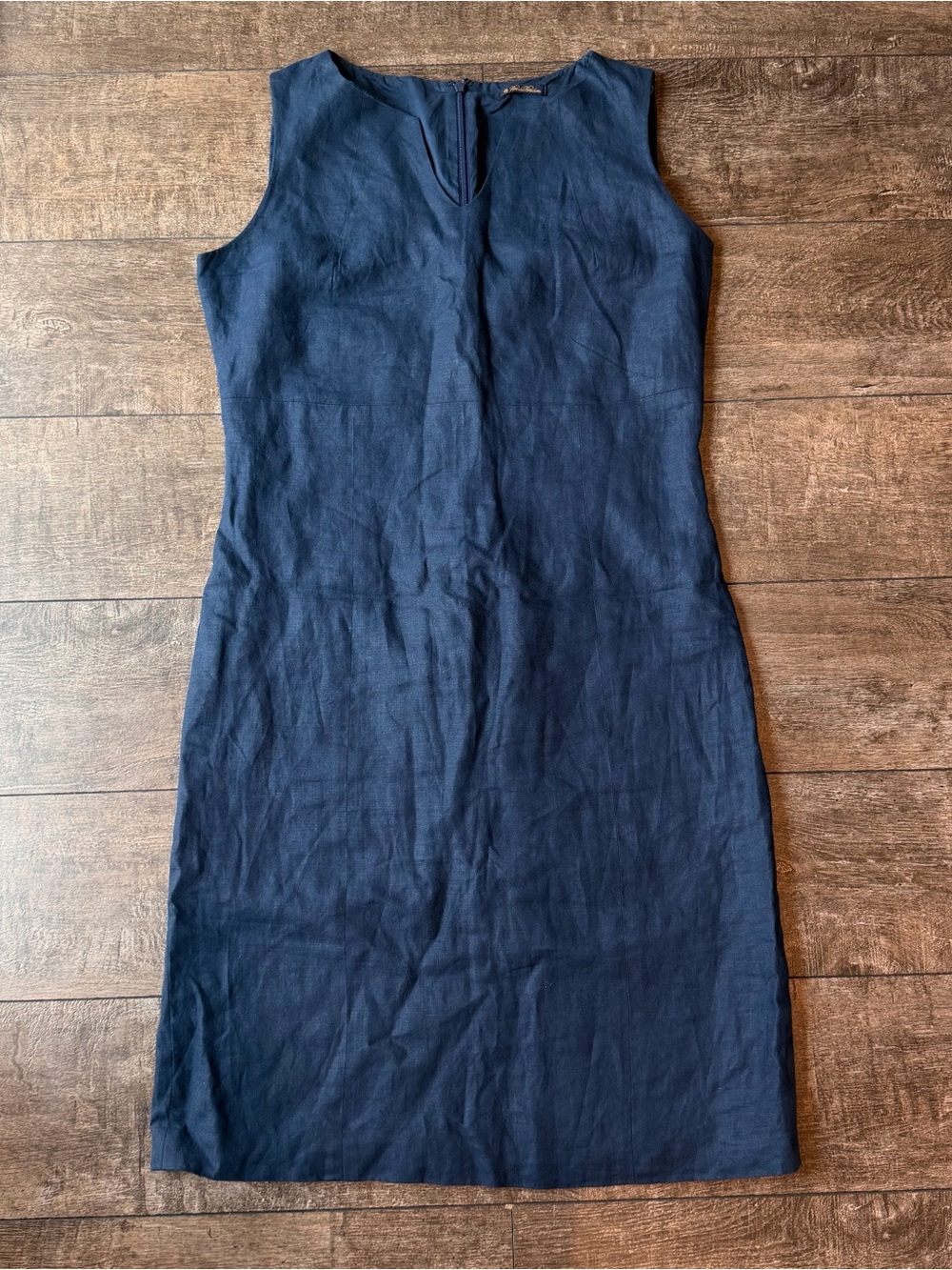 Brooks Brothers linen sleeveless navy shift dress